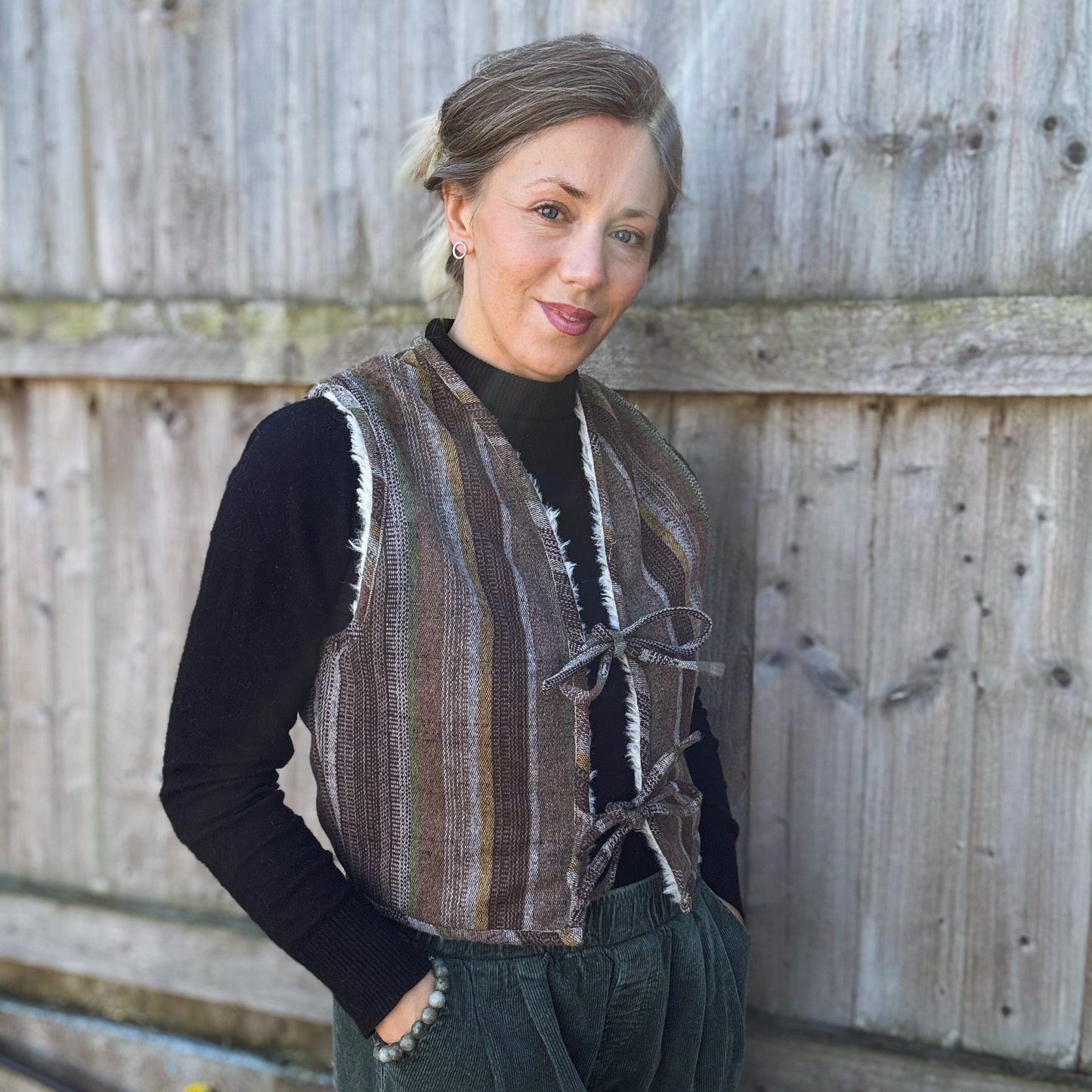 Tie Gilet in Wool stripe