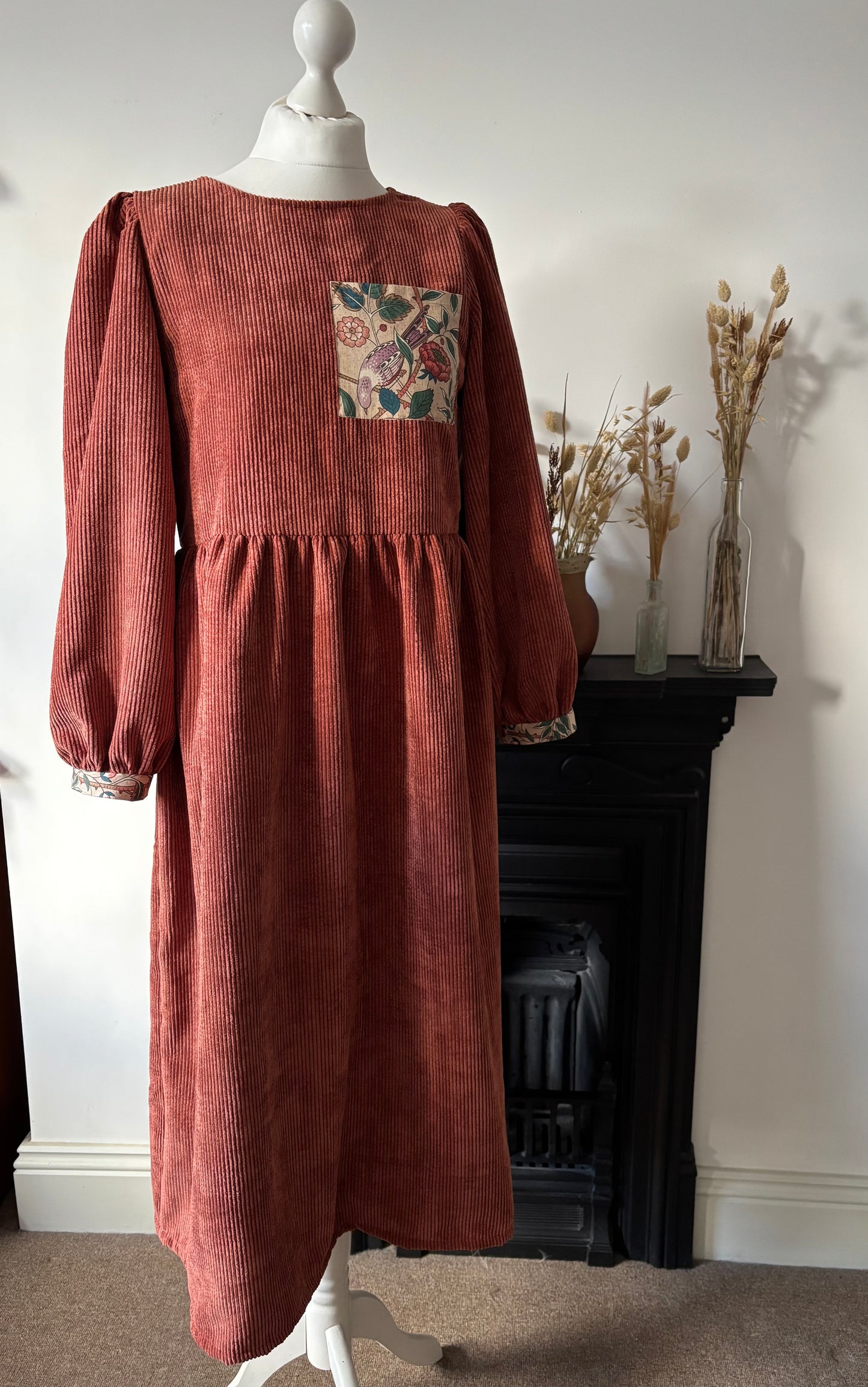 William Morris Rust Corduroy Dress Size 12