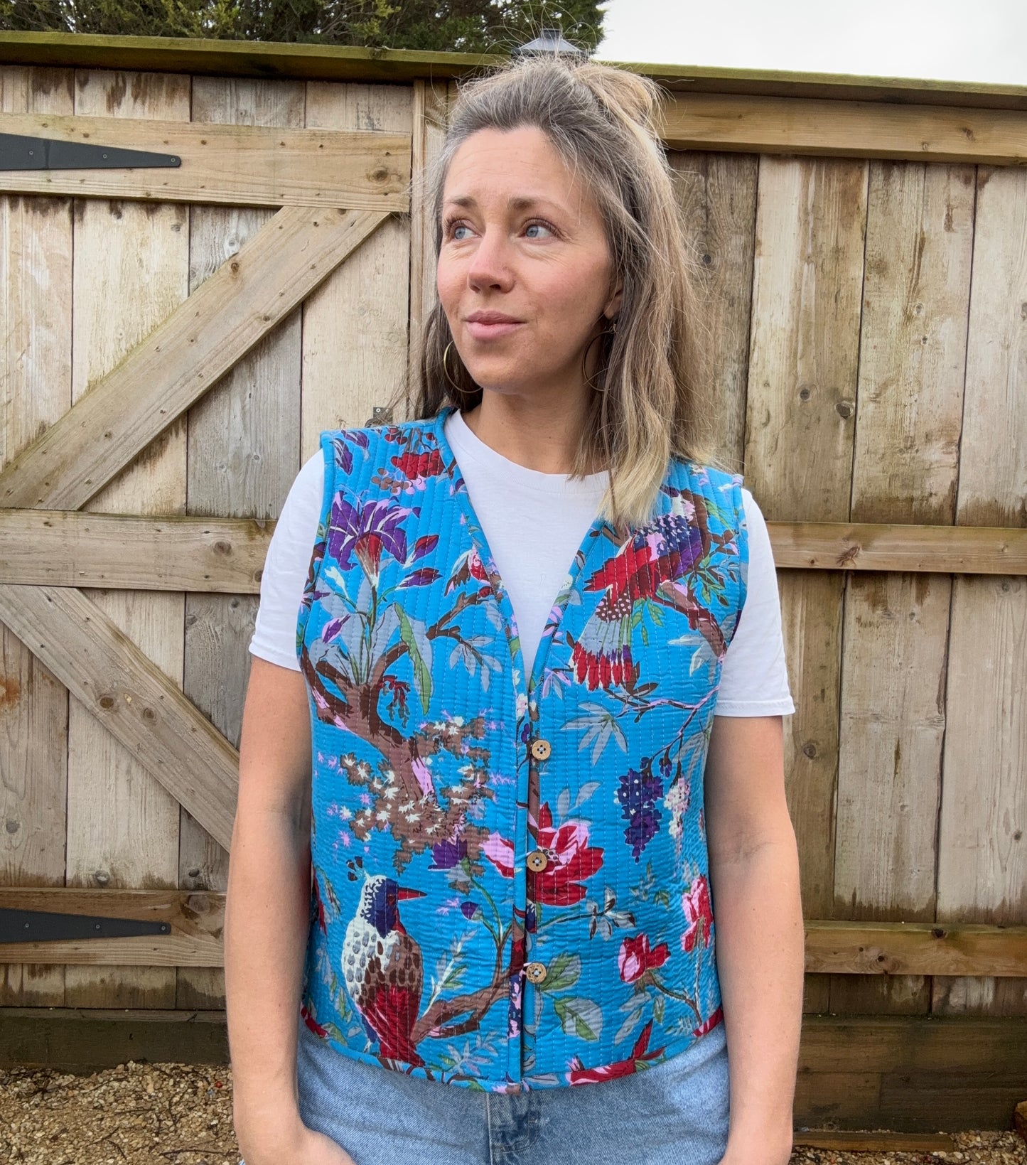 The Quilted Gilet in Spring Bird