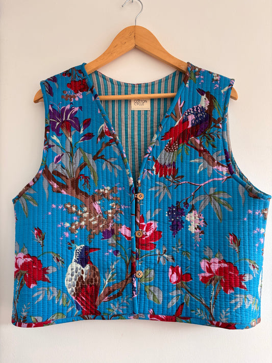 The Quilted Gilet in Spring bird. Size 14