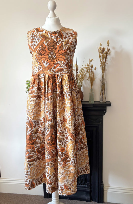 William Morris Golden Lily Sleeveless Dress Size 10
