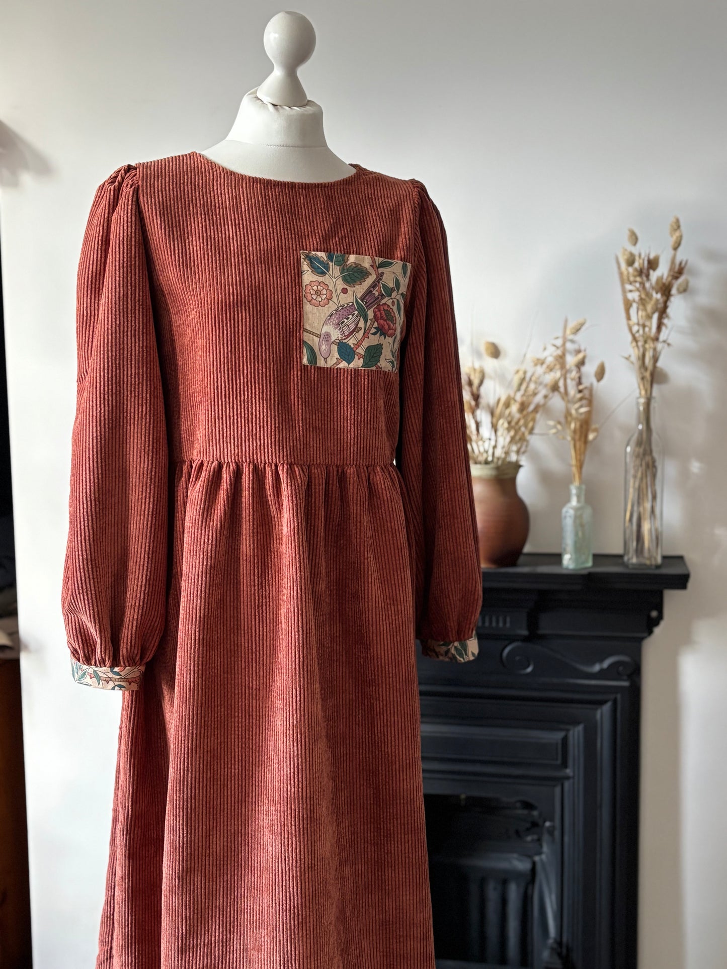 William Morris Rust Corduroy Dress Size 12