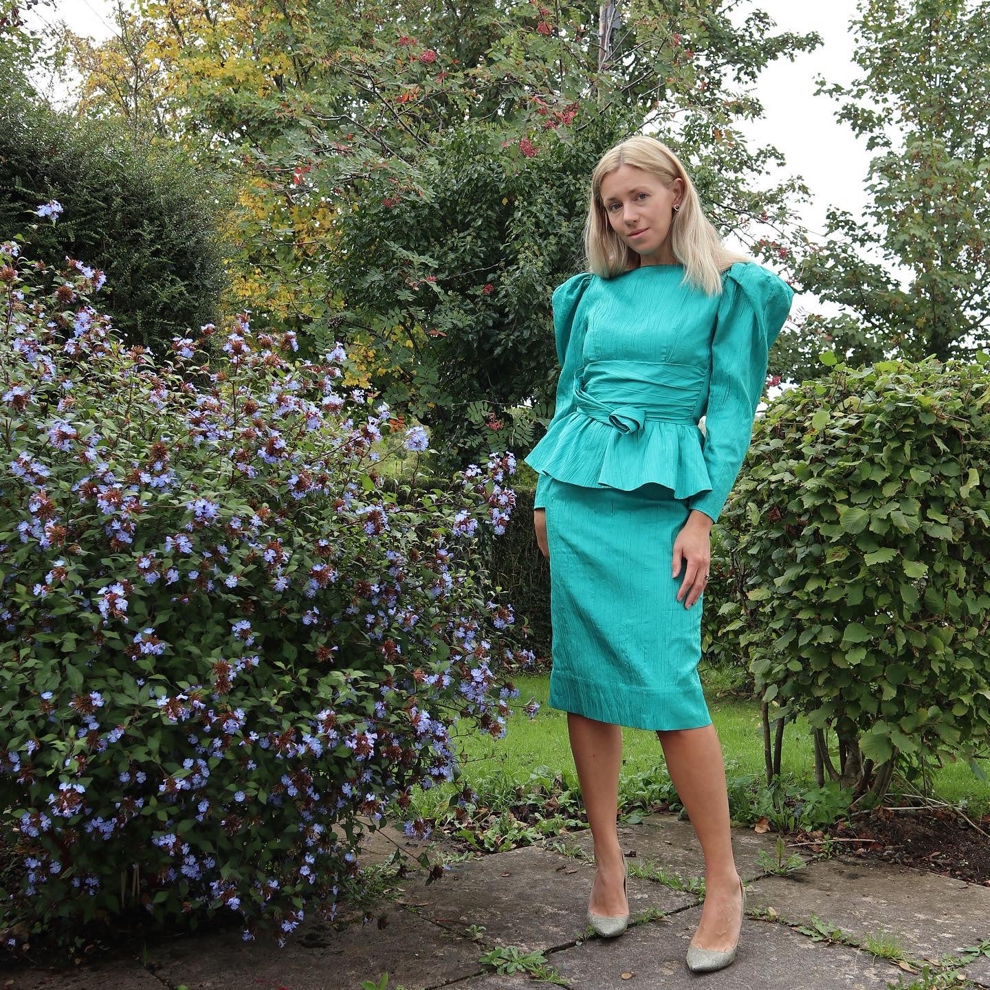 Vintage 1970s Chiffon Turquoise Maxi Dress. Empire Bust. Summer Dress. Size 8.