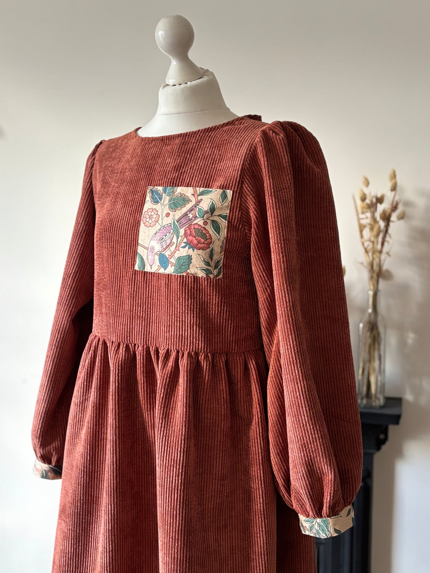 William Morris Rust Corduroy Dress Size 12
