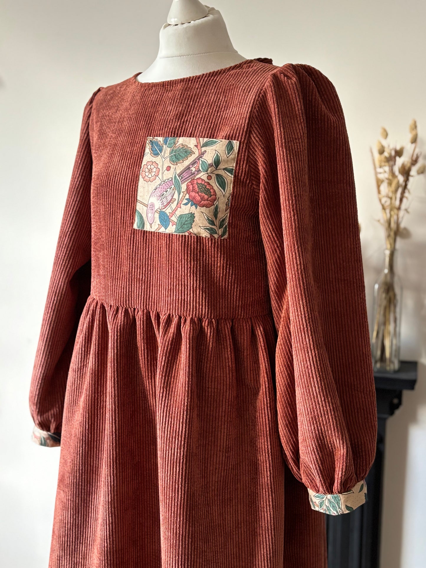 William Morris Rust Corduroy Dress Size 12