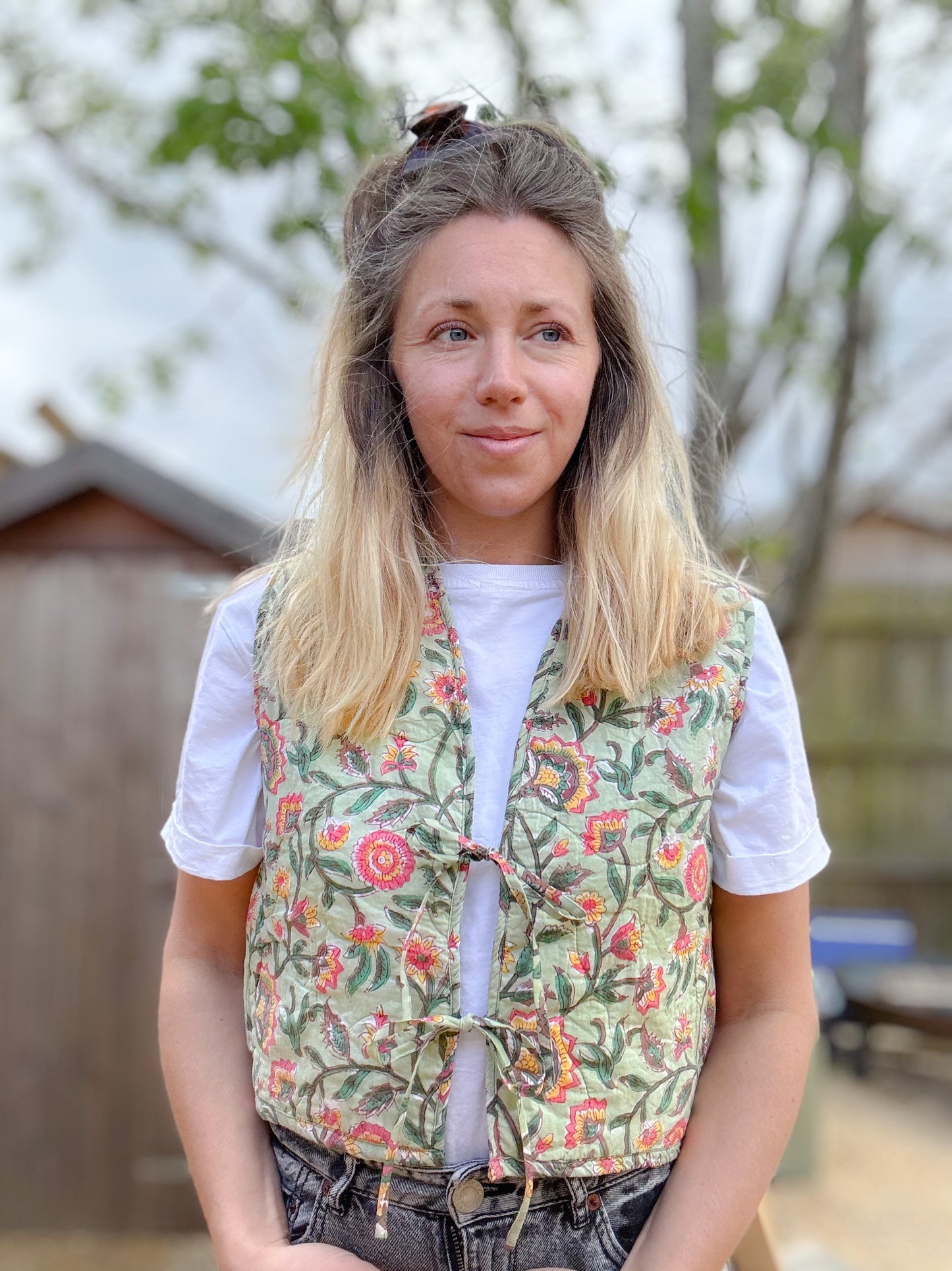 The Quilted Gilet. Block Print Indian Cotton. Sizes 6-18