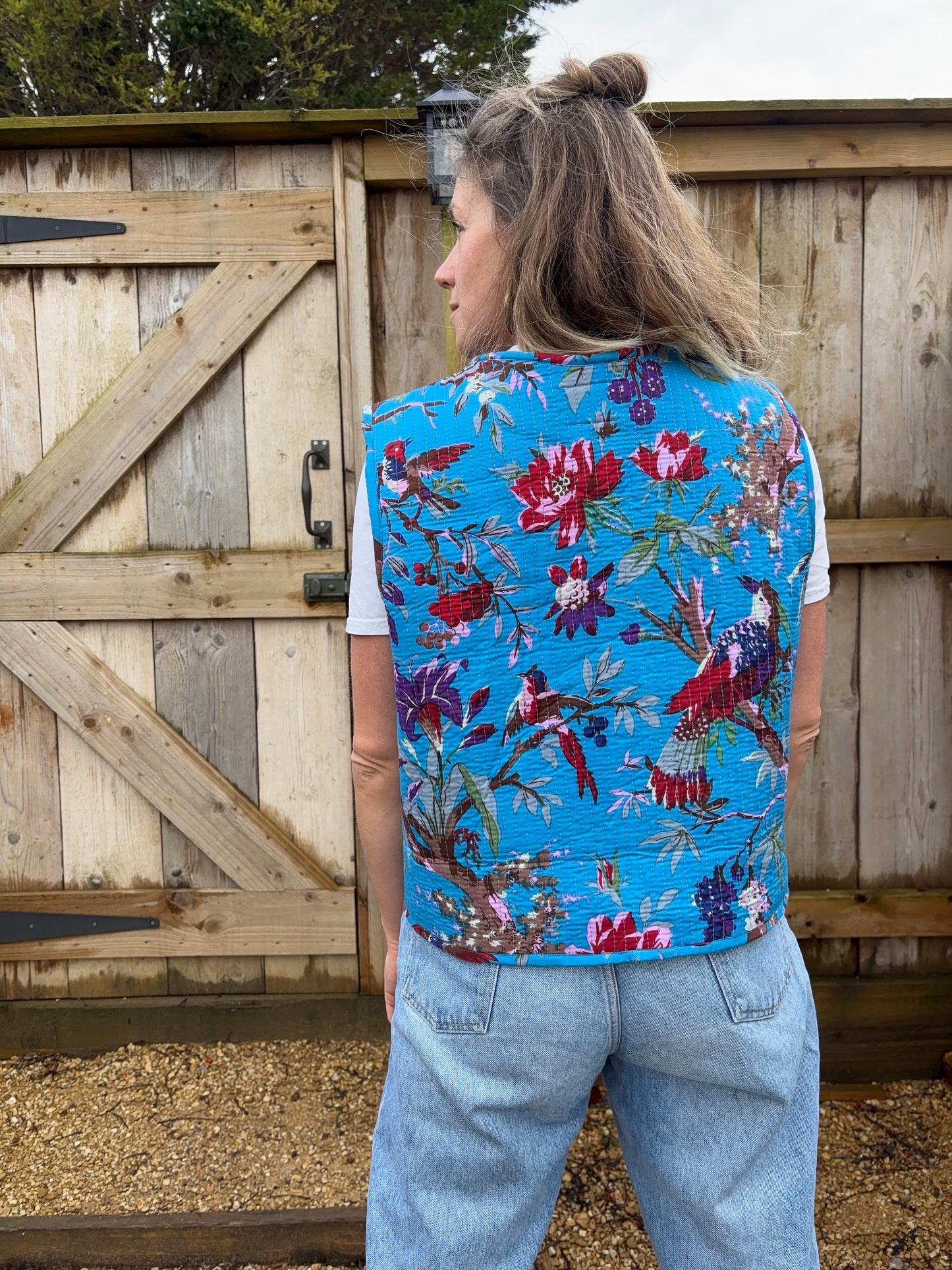 The Quilted Gilet in Spring bird. Size 14