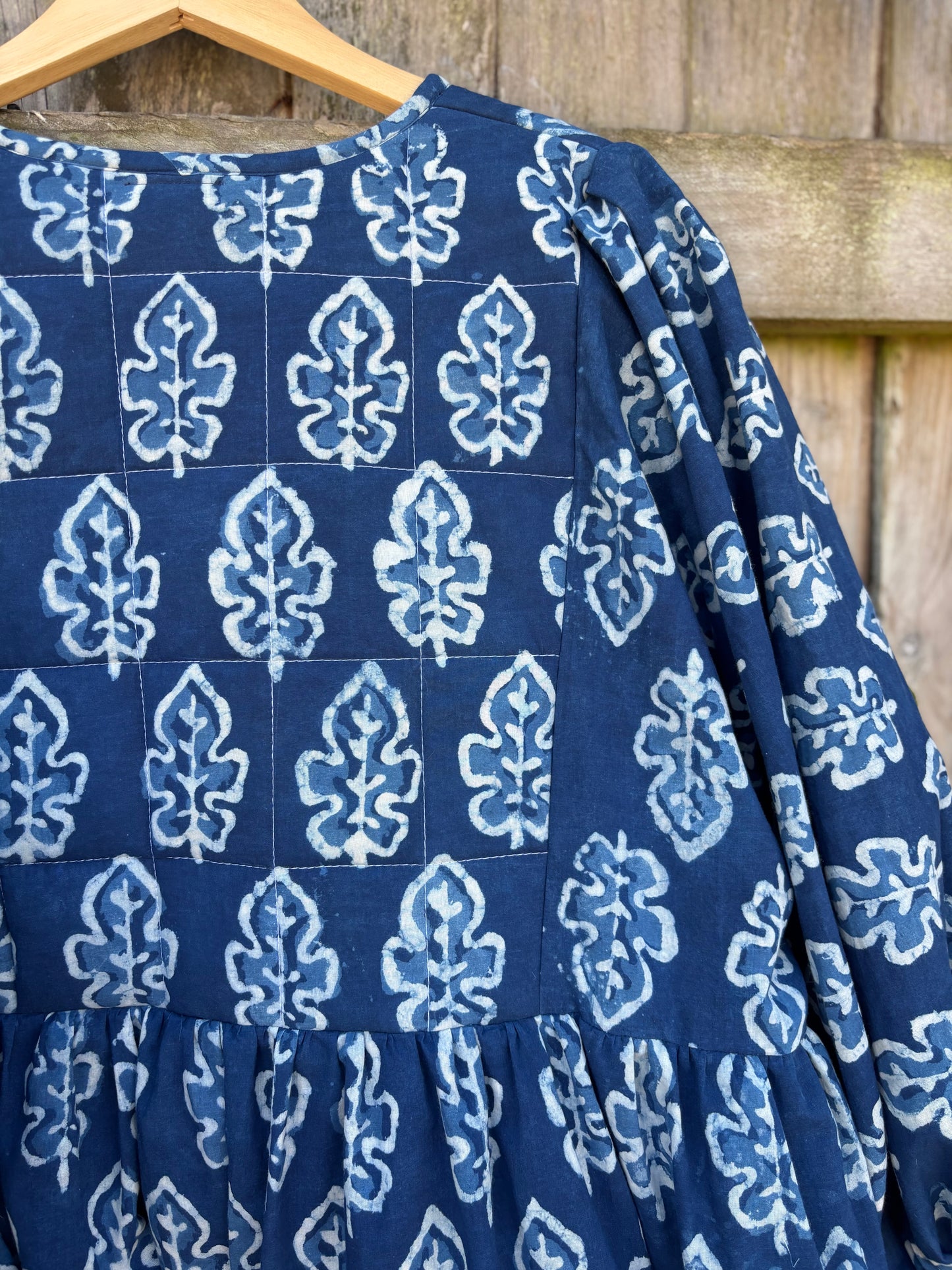 Indigo blockprint cotton dress. Size 14-16