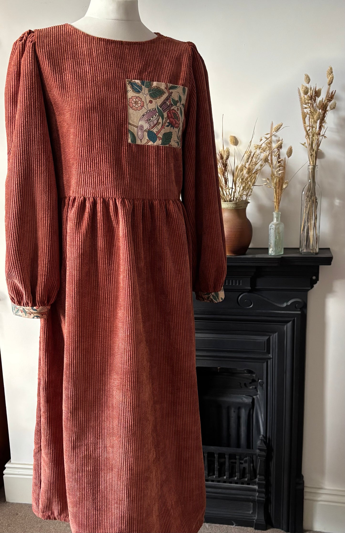 William Morris Rust Corduroy Dress Size 12