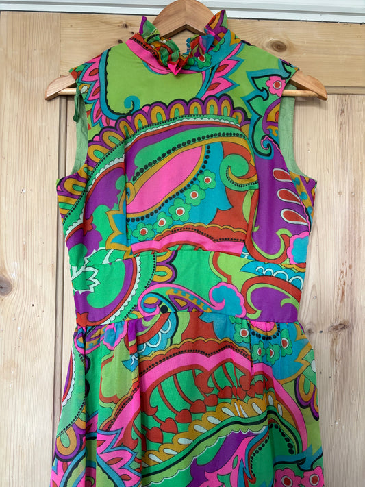 Vintage 70s psychedelic maxi dress size 10