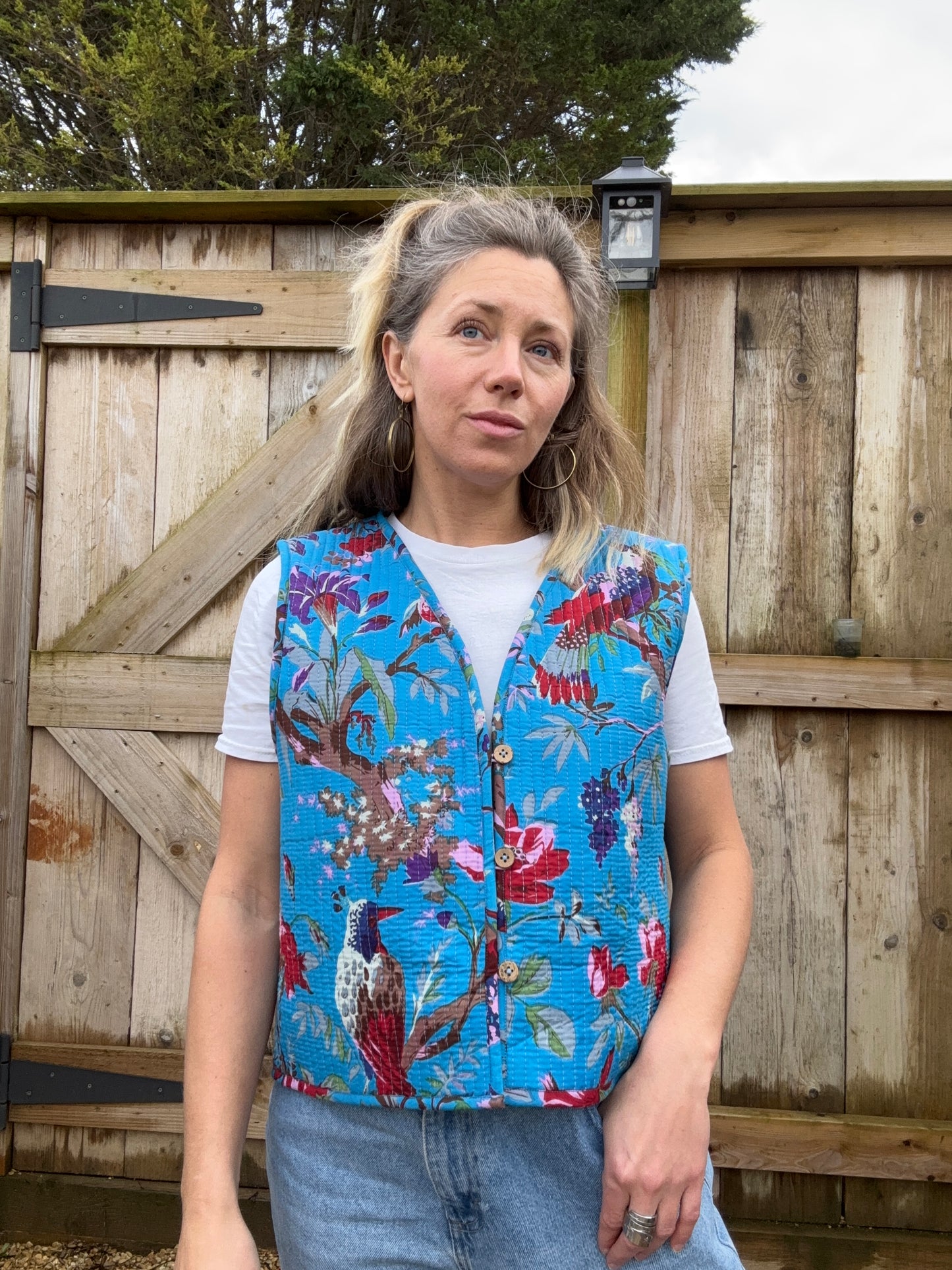 The Quilted Gilet in Spring Bird