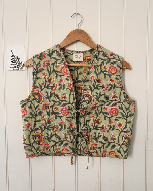 The Quilted Gilet. Block Print Indian Cotton. Sizes 6-18