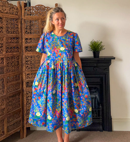 The Flora Dress. Fruit and Snake Print. Size 6-18
