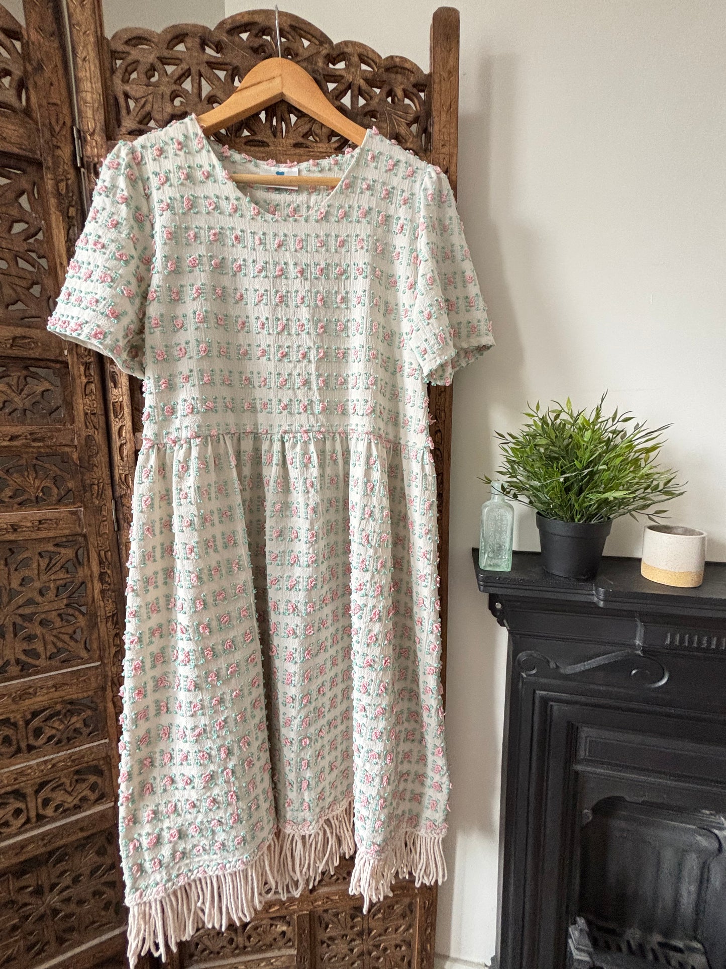 Handmade Cotton Throw Rose Dress Size 12