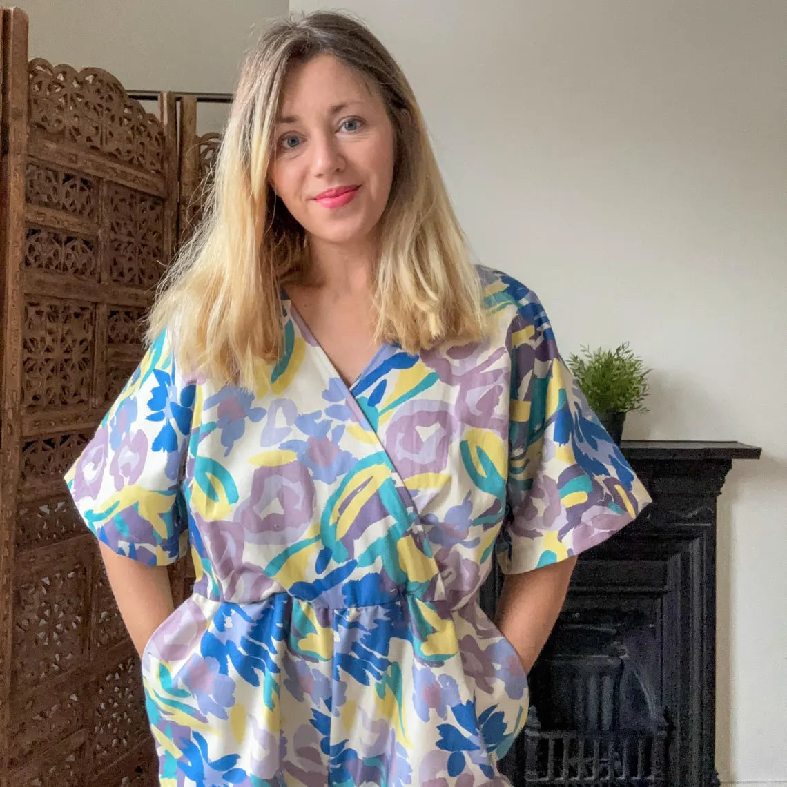 Handmade jumpsuit | Sustainable | Vintage fabric | UK | Abstract print | Size 14