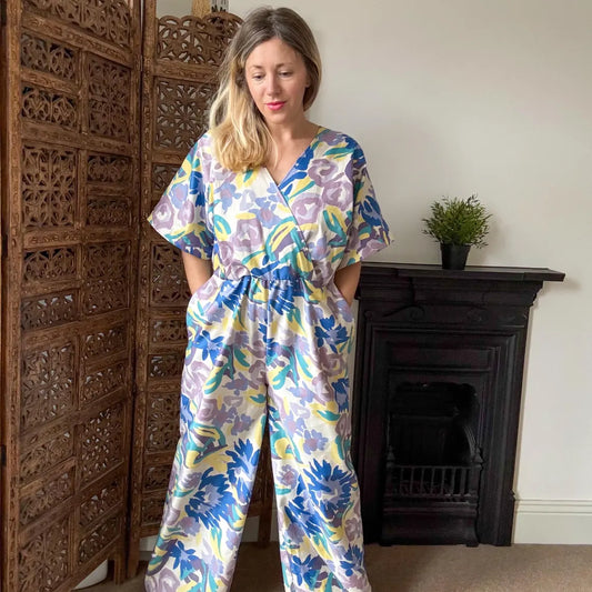 Handmade jumpsuit | Sustainable | Vintage fabric | UK | Abstract print | Size 14