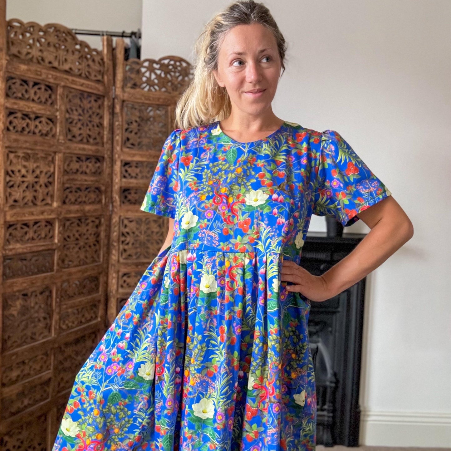 The Flora Dress. Fruit and Snake Print. Size 6-18
