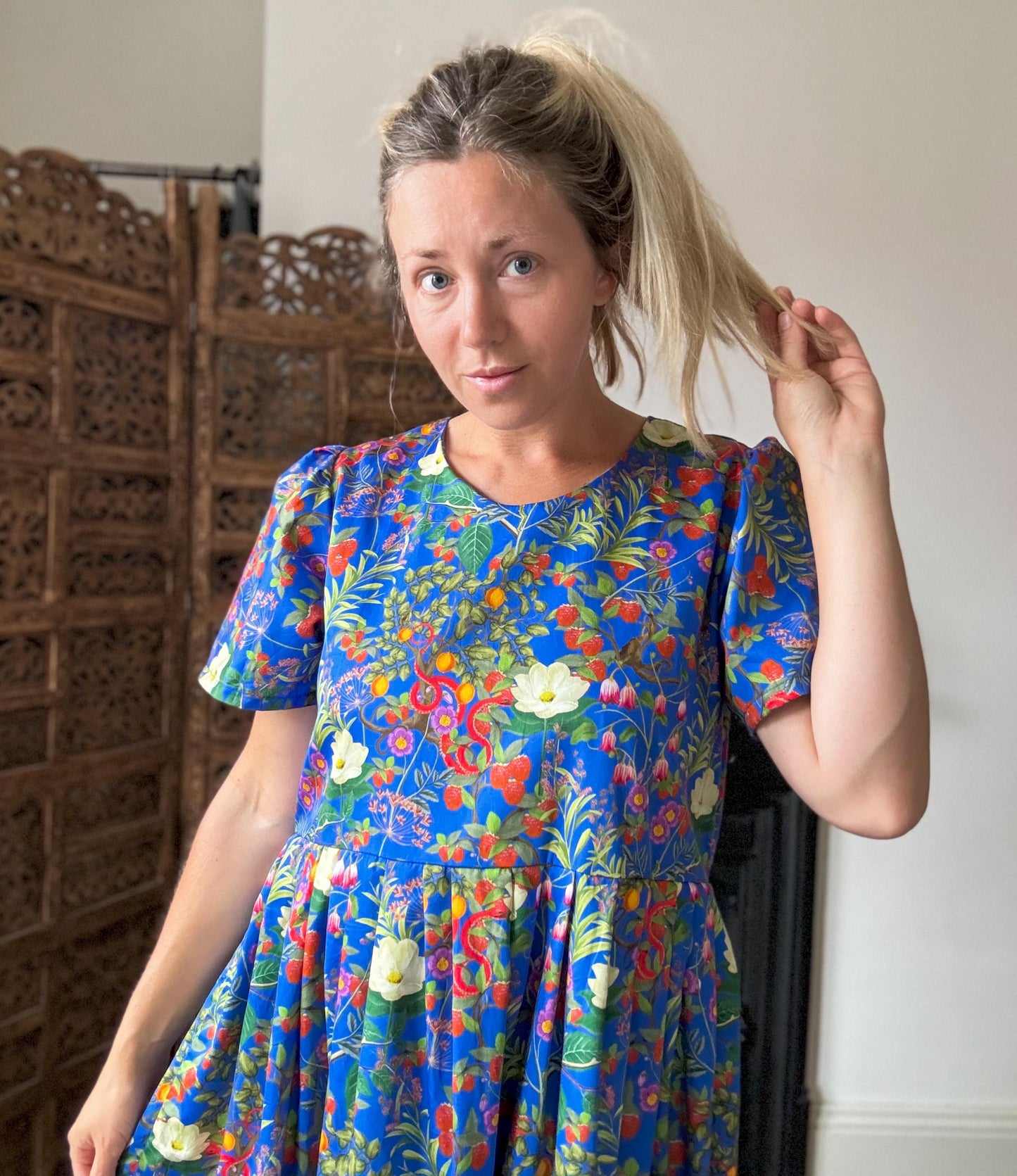 The Flora Dress. Fruit and Snake Print. Size 6-18