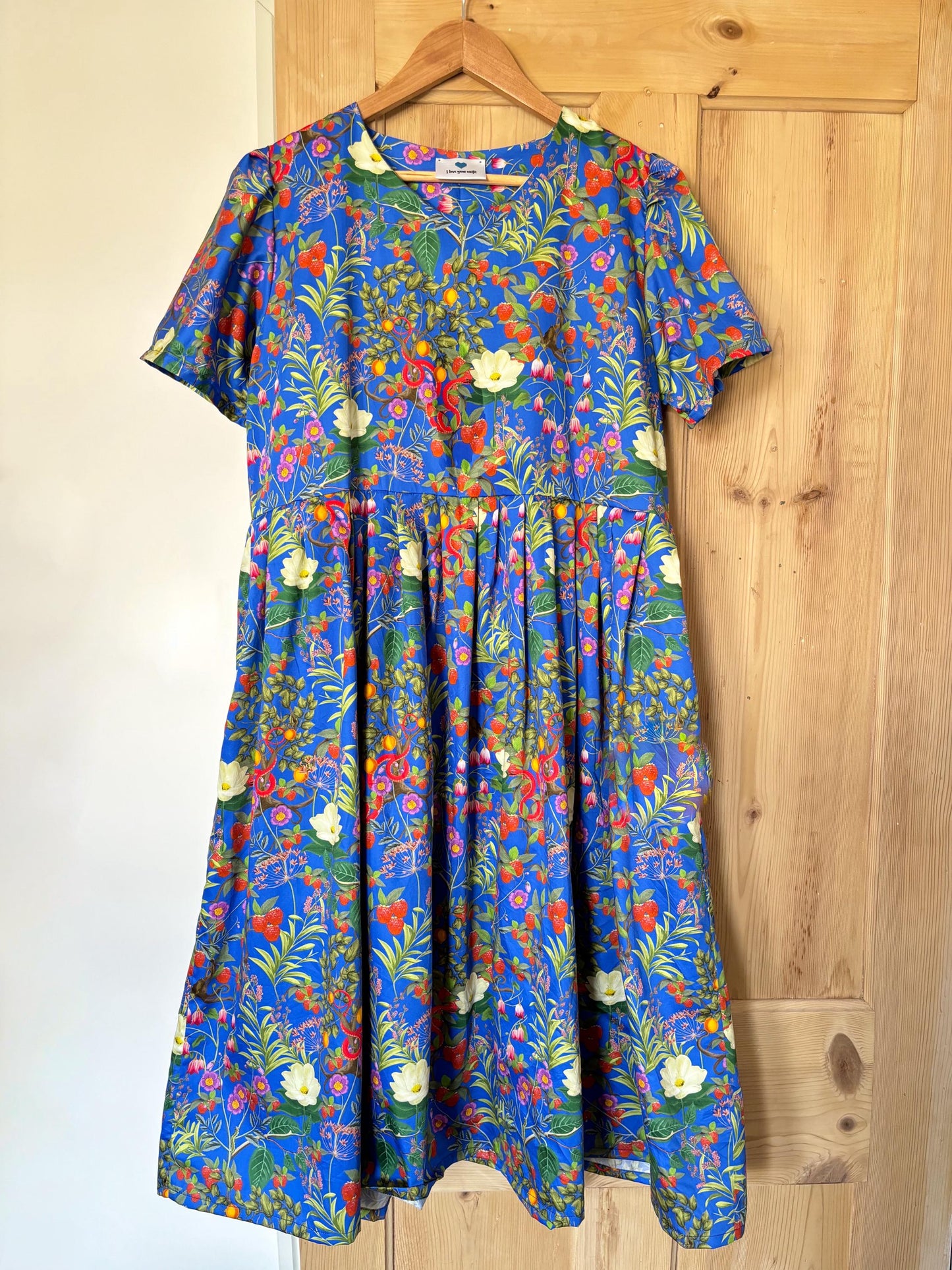 The Flora Dress. Fruit and Snake Print. Size 6-18